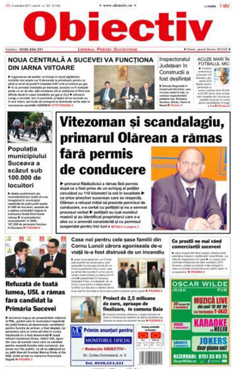 anunț mediu ziarul Obiectiv Suceava
